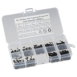 Fudeshe 1000Pcs Tiny Electronic Self-Tapping Machine Screws,M1 M1.2 M1.4 M1.7 Small Screws Assortment Kit,Miniature Phillips Replacement Screws