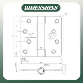3 Pieces Self Closing Door Hinge 4 inch Oil Rubbed Bronze Auto Close Hinges Adjustable 4 x 4 Inch Spring Hinges Door Closer Hinge 1/4" Radius Corner Commercial Auto Self-Closing Hinge