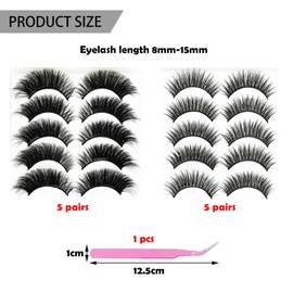 TYXHXTF Eyelashes 10 Pairs - Natural Look Lashes for Cat Eye, Fake, Individual & Cluster Lashes