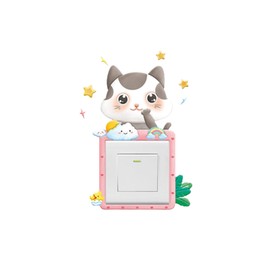 Cartoon Switch Sticker Self Adhesive Wall Sticker Stereoscopic Three Dimensional Socket Protection Sticker for Kid Bedroom Living Room Kitchen