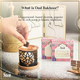 Oud Al Habayeb Bakhoor Set by Dukhni | 2 x 9 Piece Each & Oriental Bakhoor Burner | Arabic Bakhoor Incense | Rose Oud Blend | Perfect for Prayer Time | to Relax & Meditate