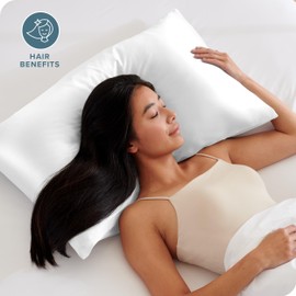 Bare Home Satin Pillowcases for Hair and Skin - 2 Pack Queen (20x30) - Luxury Pillowcases - Envelope Enclosure - Soft and Smooth Satin - Breathable - Similar to Silk (White, 2 Pack)