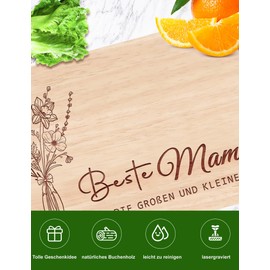 Breakfast Board Mum Gift Set | Bread Board with Engraving | Mother Gifts Beech Wood | Gift Idea Ideal for Mother's Day Birthday Christmas