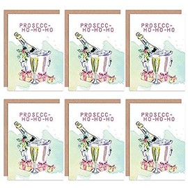 Wee Blue Coo Christmas Cards x6 Prosecco Funny Booze Tipsy Coo Set Xmas Cards Christ Funny Cow