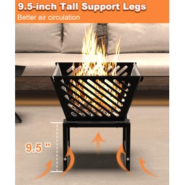 Mondazie 17 Inch Outdoor Fire Pit for Camping, Heavy Duty Portable Wood Burning Firepits Stove with Storage Bag for Outside Patio, Heating, Picnic, Campfire and BBQ, Trapezoid Diagonal Hollow, Black