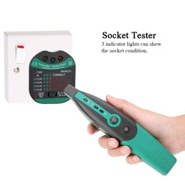 Outlet Tester, MASTECH MS5902 Automatic Circuit Breaker Finder US/EU Plug Socket Tester Tools Electrical Circuit Breaker Finder Socket Tester (EU Plug)