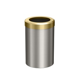 Gatco Modern Round Wastebasket, Satin Nickel and Brushed Brass Combo - Stainless Steel Trash Can with Removable Lid, Leakproof, 3 Gallon Capacity for Bathroom, Bedroom, Kitchen, or Office