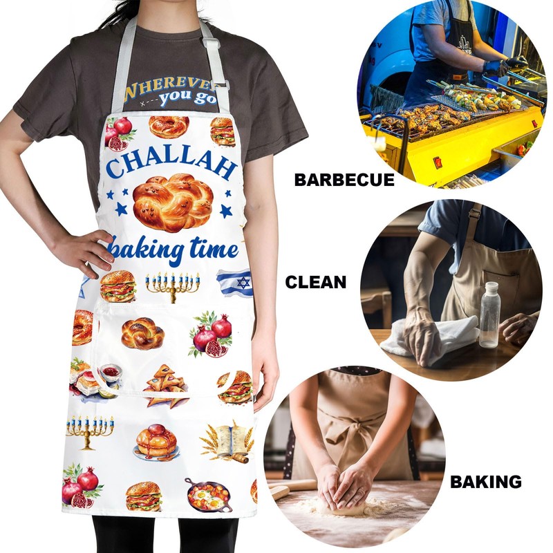 G2TUP Challah Bread Kitchen Apron Happy Challah Days Gifts Hanukkah