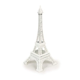 Allgala 6" Eiffel Tower Statue Decor Alloy Metal, White