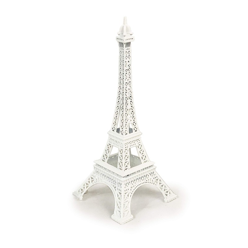 Allgala 6" Eiffel Tower Statue Decor Alloy Metal, White