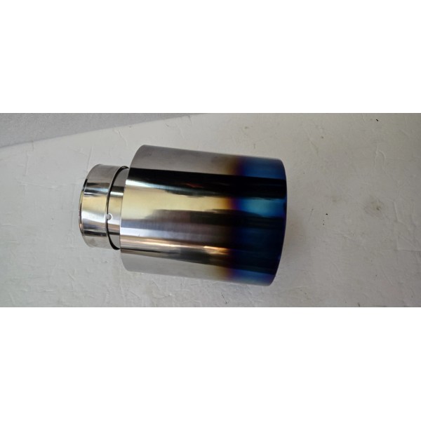Unbranded Large diameter rolled burnt titanium Clamp On exhaust tips