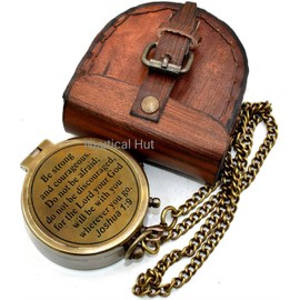 Nautical Hut Compass Your Tommy Your Tubbo Brass Nautical Pocket Compass with Leather Carry Case, Compass with Chain, Pirates Compass, Engravable Gift Compass, Camping Compass