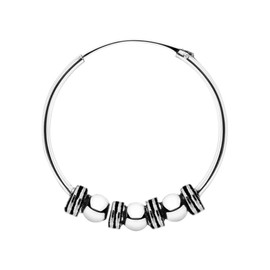 ENTREPLATA Paar Creolen aus 925er Sterlingsilber, Unisex, Ethnische Tribal, handgefertigt, Kreolen, Silber, zwei Bali-Creolen, Modell 4, 20 mm