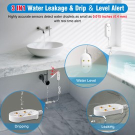 Daytech 2 Pack Water Leak Detectors for Home 100db Water Alarm for basements with 6.5ft Detection Cable Sump Pump Alarm Water Sensor for Bathroom RV Kitchen Water Heater Washing Machine Sink