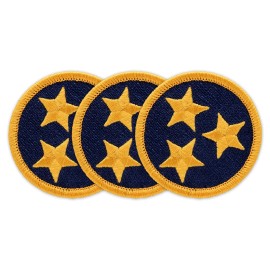 Patchtown Navy & Gold Tennessee Tristar Patch - 2" Round Embroidered Patch - Hook Fastener Only, 3-Piece