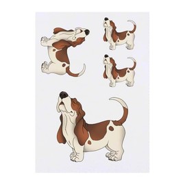 4 x 'Basset Hound Howl' Temporary Tattoos - Water Resistant, Skin-Safe, Non-Toxic Transfers, Mixed Sizes (TO00083298)