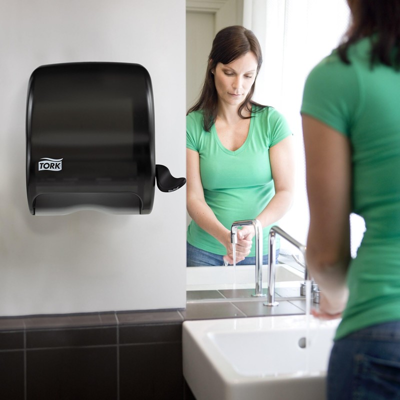 Tork Paper Hand Towel Roll Lever Dispenser Smoke H21, High-Capacity,