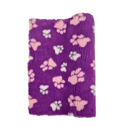 Woof And Pup Non-Slip Vet Bedding, Washable, Quick Drying, for Dogs, Puppies, Cats, Rabbits & Small Pets, Non Slip Ribbed Vet Bed, (Small 50cm x 75cm, Purple Pink & White Paws)