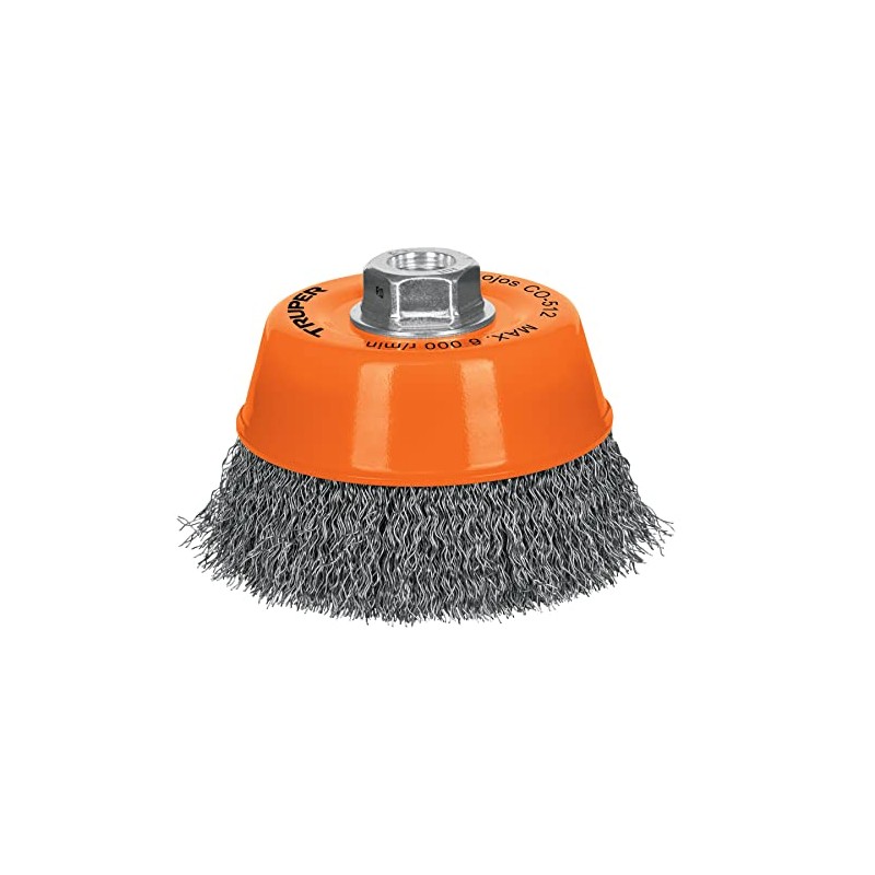 Truper CO-512, Carda para esmeriladora angular, de copa, alambre ondulado