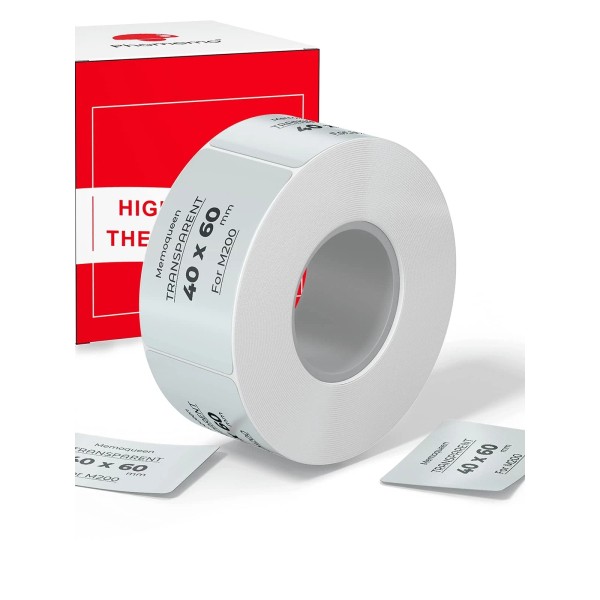 Memoqueen Phomemo Adhesive Transparent Square Lables - 1.57"x 2.36" -