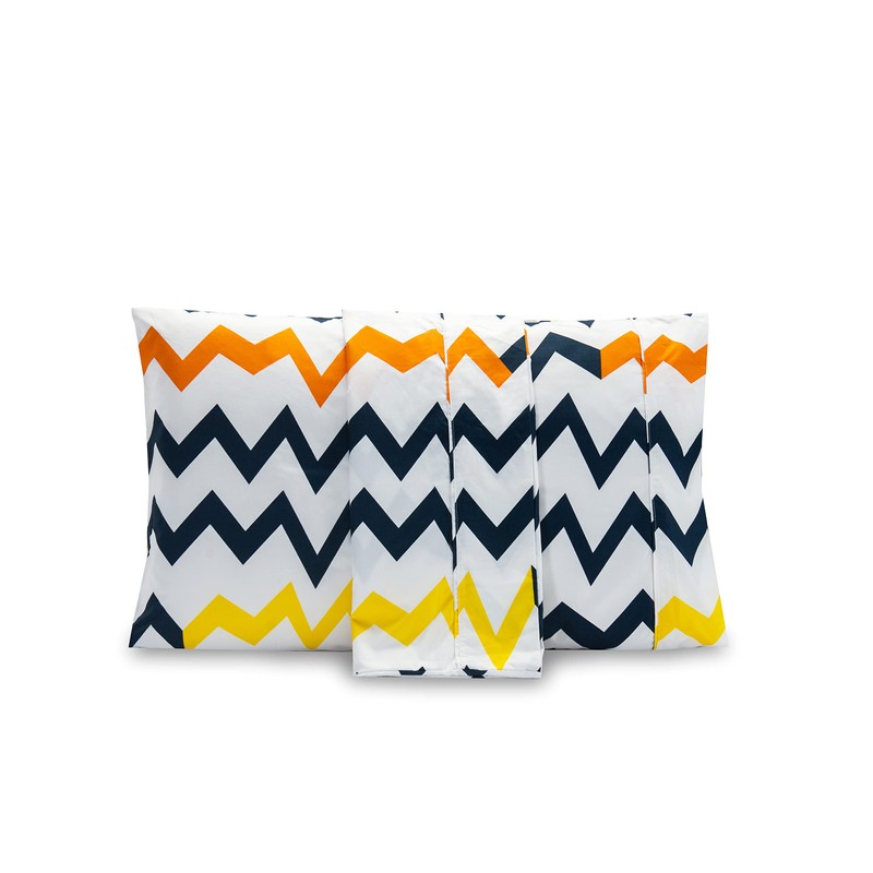 Valerian Chevron Printed Pillowcases 2-Piece Set Egyptian Quality 1500 Thread