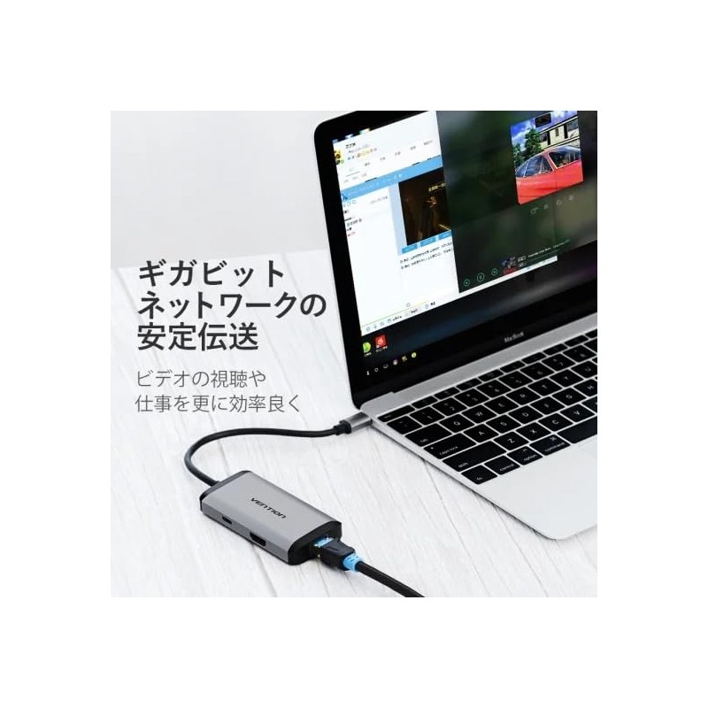 VENTION 0.15M Gray HDMI USB Type C Docking Station