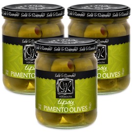 Sable & Rosenfeld Tipsy Olives - Green Olives Stuffed with Pimento - Colossal Cocktail Olives with French Vermouth for Bloody Mary Condiments, Martini Stuffed Olives - 10.6 oz (Pack 3)
