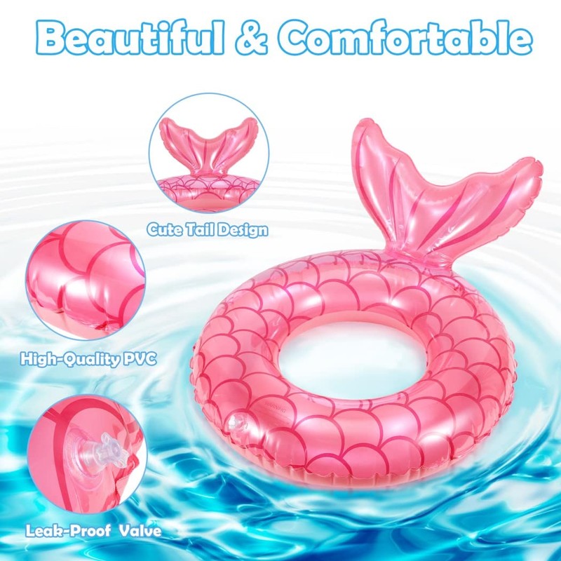 HappyHome Adult Mermaid Float Cute Swim Ring with Backrest for