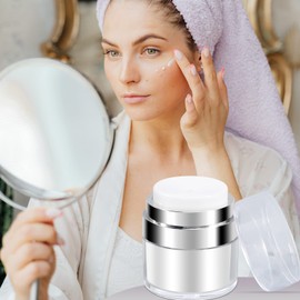 ASEVAT 1 oz Airless Pump Jar, Refillable Cream Jar Vacuum Pump Bottle Dispenser Travel Pump Containers for Lotions and Creams Moisturizer