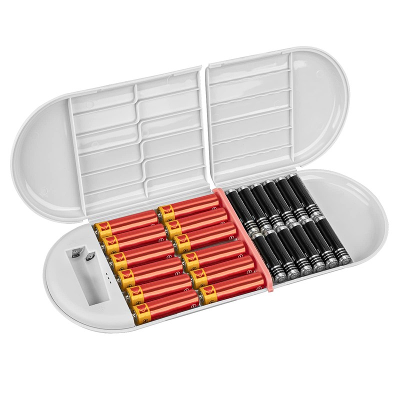 Linkidea Battery Storage Case with Electric Quantity Detection, Portable Battery