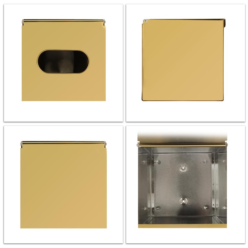 BTSKY Gold Square Tissue Box Cover - Cube Stainless Steel