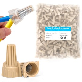 500 PCS Tan Winged Wire Nuts 12 Gauge for AWG 22-8, Easy Twist-on Screw on Ribbed Cap for Quick Connection, Insulated Insertion Electrical Wire Nuts with Metal Spring(500, P12 Tan)