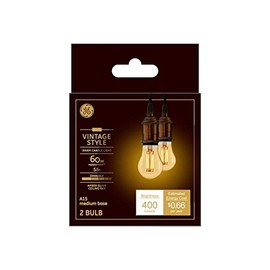GE Vintage 2-Pack 60 W Equivalent Dimmable A15 LED Amber Soft White LED Light Fixture Light Bulb