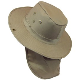 Mrlahat Wide Brim Outdoor Safari Summer Sun Protection Hat with Wide Ear and Neck Flap (Khaki/Beige, Large (58cm))