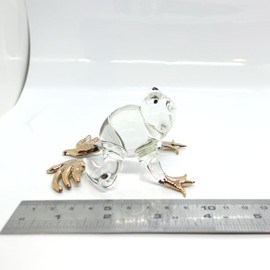 Sansukjai Frog Miniature Tiny Figurines Hand Blown Glass Art Animals Collectible Gift Home Décor (Clear Gold)