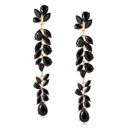 Black Rhinestone Dangle Earrings Long Crystal Dangling Drop Statement Earrings for Women Formal Chandelier Wedding Earring for Bride Prom