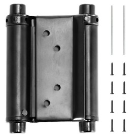 HBL' 4 Pack Swing Door Hinges, 3 Inch Double Action Spring Hinges for Saloon Door, Cafe, Bar, Swinging Doors, Self-Closing Two-Way Door Hinges, Adjustable Tension, Black Stainless Steel.
