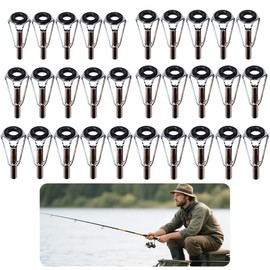 HAUUFENN Top Guide Rod Tip Guides Set of 30 Inner Diameter 1.6mm, 1.8mm, 2.0mm, 2.4mm, 2.8mm, 3.0mm 6 Sizes Rod Guide Stainless Steel Fishing Rod Tip Replacement Repair