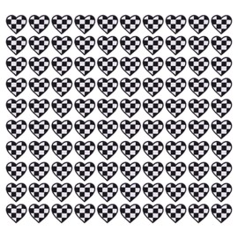 100pcs Heart Shaped Patches Iron On Black White Grids Embroidered DIY Applique Patches for Clothes Bags