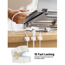 gliship 6-Pack Magnetic Cable Clips - Cell Phone Cord Holder for Nightstand, Mini Cube Cord Holder with 6 Extra Strong Adhesive Pads, USB Cable Magnetic Clip for Office Desk Phone Car Wall Home