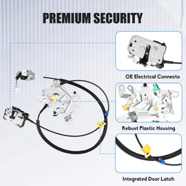 Rear Left Driver Side Door Lock Latch with Cable Fit for 1999 2000 2001 2002 2003 2004 2005 2006 2007 Ford F250 F350 F450 F550 Super Duty, Upper and Lower Locking Latches Assembly 6C3Z28264A01A