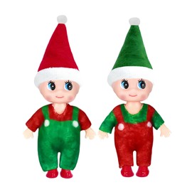 Christmas Baby Elf Dolls for Girls Boys,2pcs Cute Little Elfs Twins Tiny Christmas Dolls Elf Accessories,Small Elf Baby Doll Novelty Toys,Mini Christmas Baby Elves for Kids Gift Xmas Stocking Stuffers
