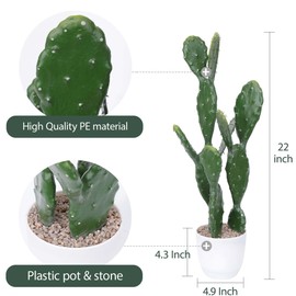 Yinleus 22Inch Artificial Cactus Faux Cacti Fake Cactus Saguaro Potted Plants for Indoor Outdoor Home Offices Store Decoration
