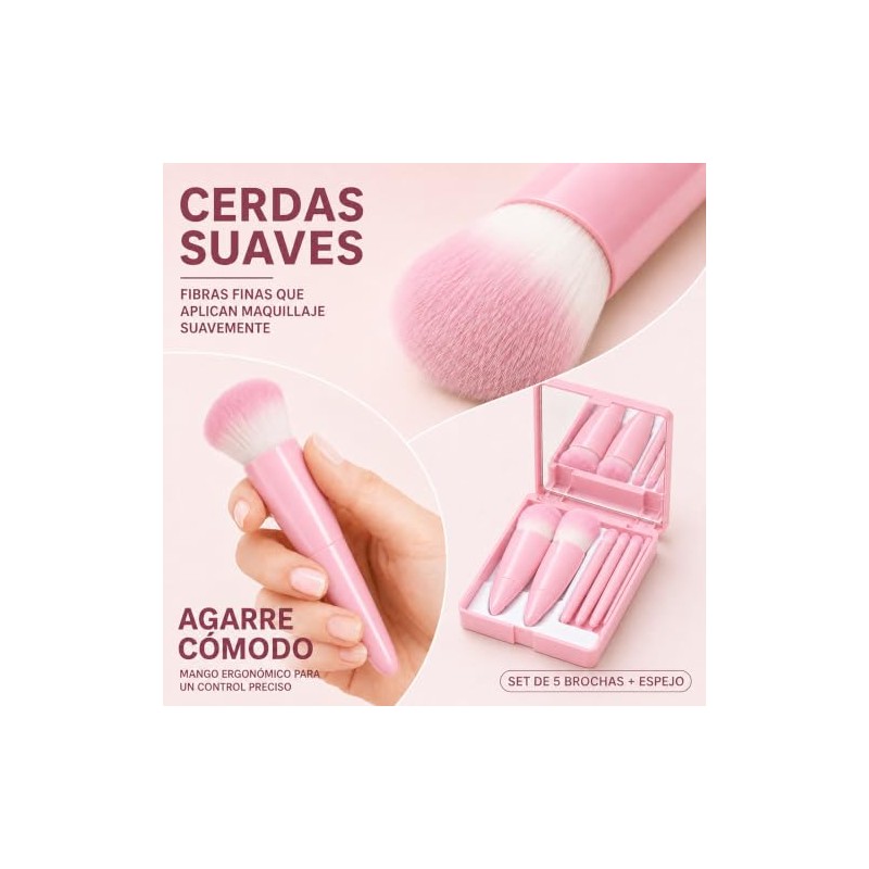6 Kits de Brochas de Maquillaje para Regalo con Espejo,