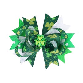 4.7"St. Patrick's Day Shamrock Green Hair Bows Alligator Clips hairpin hair accessory (F75-Green 5)