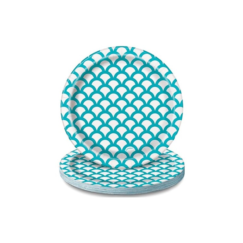 Unique 37204 37204-18cm White Party Plates, Pack of 8, Scallop