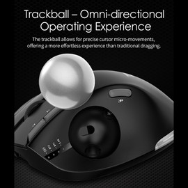 Docooler F-33 Wireless Trackball Mouse - Easy thumb control, Precision and Smooth Tracking, Tri-Mode Ergonomic Mouse wirh Programmable and Adjustable Mouse Angle Compatible for PC, Laptop - Black