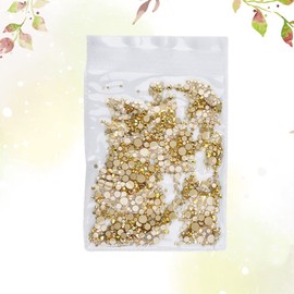 FRCOLOR Flatback Rhinestones Nail Art Rhinestones Assorted Flatback Gems Stones AB Nail Crystals for DIY Craft Nails Art Makeup Clothes Shoes (Golden) Round Glass