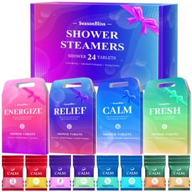 SeasonBliss Shower Steamers 24 Pack, Shower Tablets, Natural Ingredients, 8 Different Scents, Individually Wrapped Shower Steamer, Presents for Mom, Friends