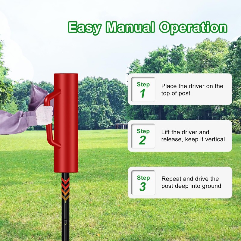 FOREHOGAR Fence Post Driver with Handle,17LB Hand Post Pounder,3.7 inches
